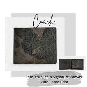 Coach 3 In 1 Wallet In Signature Canvas With Camo Print